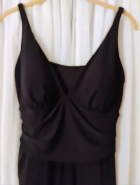 Black One-Piece Women's Swimsuit Dress with Adjustable Straps